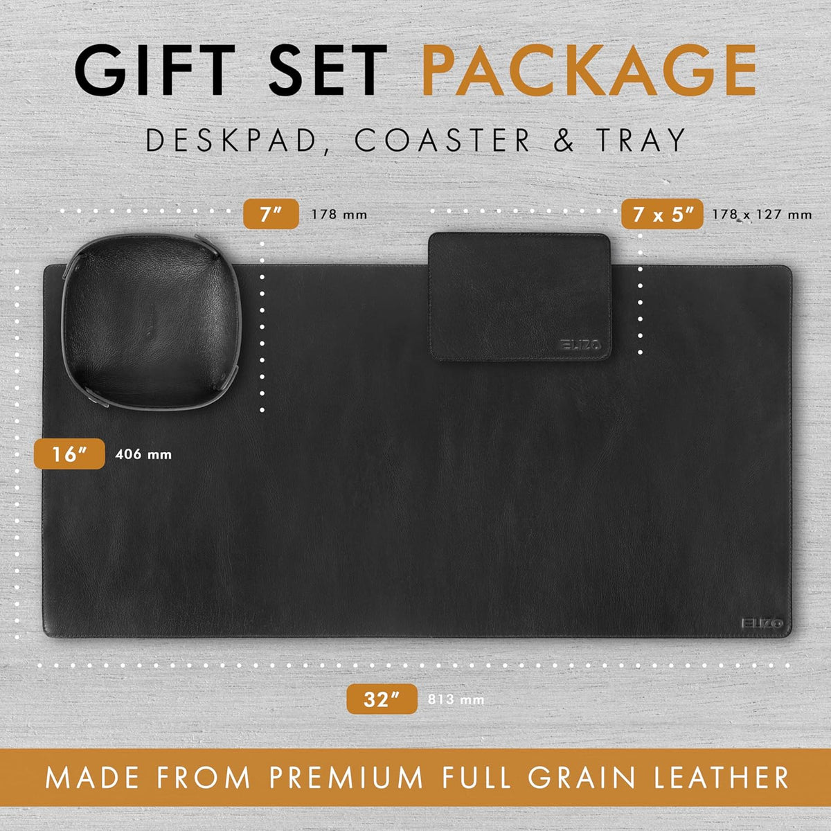 Leather Desk Pad Set Real Leather Desk Mat Thick (3mm) Double Layer (32x16) Cover Blotter Desk Protector Large Computer Mat for Keyboard Mouse Pad Table Laptop Mat Office Accessories Antique