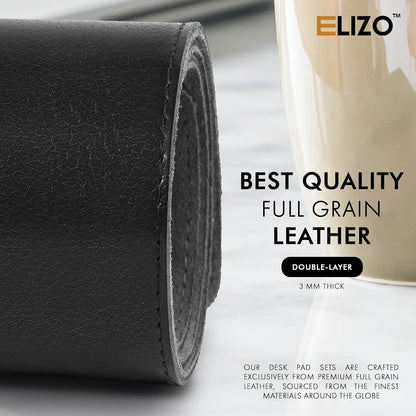 Leather Desk Pad Set Real Leather Desk Mat Thick (3mm) Double Layer (32x16) Cover Blotter Desk Protector Large Computer Mat for Keyboard Mouse Pad Table Laptop Mat Office Accessories Antique