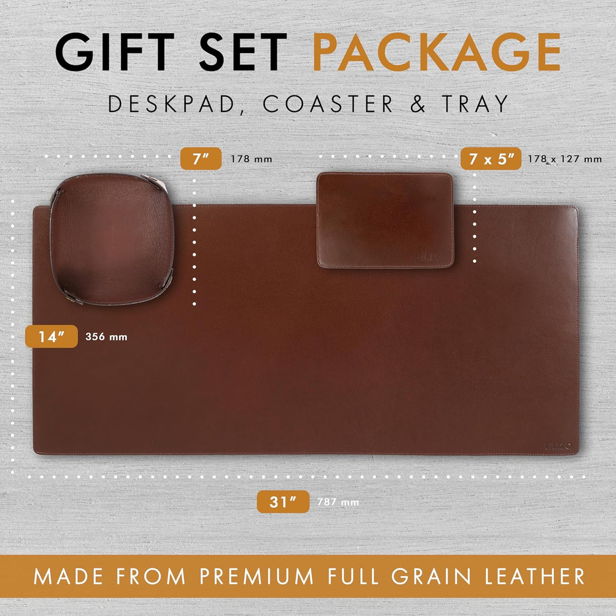 Leather Desk Pad Set Real Leather Desk Mat Thick (3mm) Double Layer (32x16) Cover Blotter Desk Protector Large Computer Mat for Keyboard Mouse Pad Table Laptop Mat Office Accessories Antique