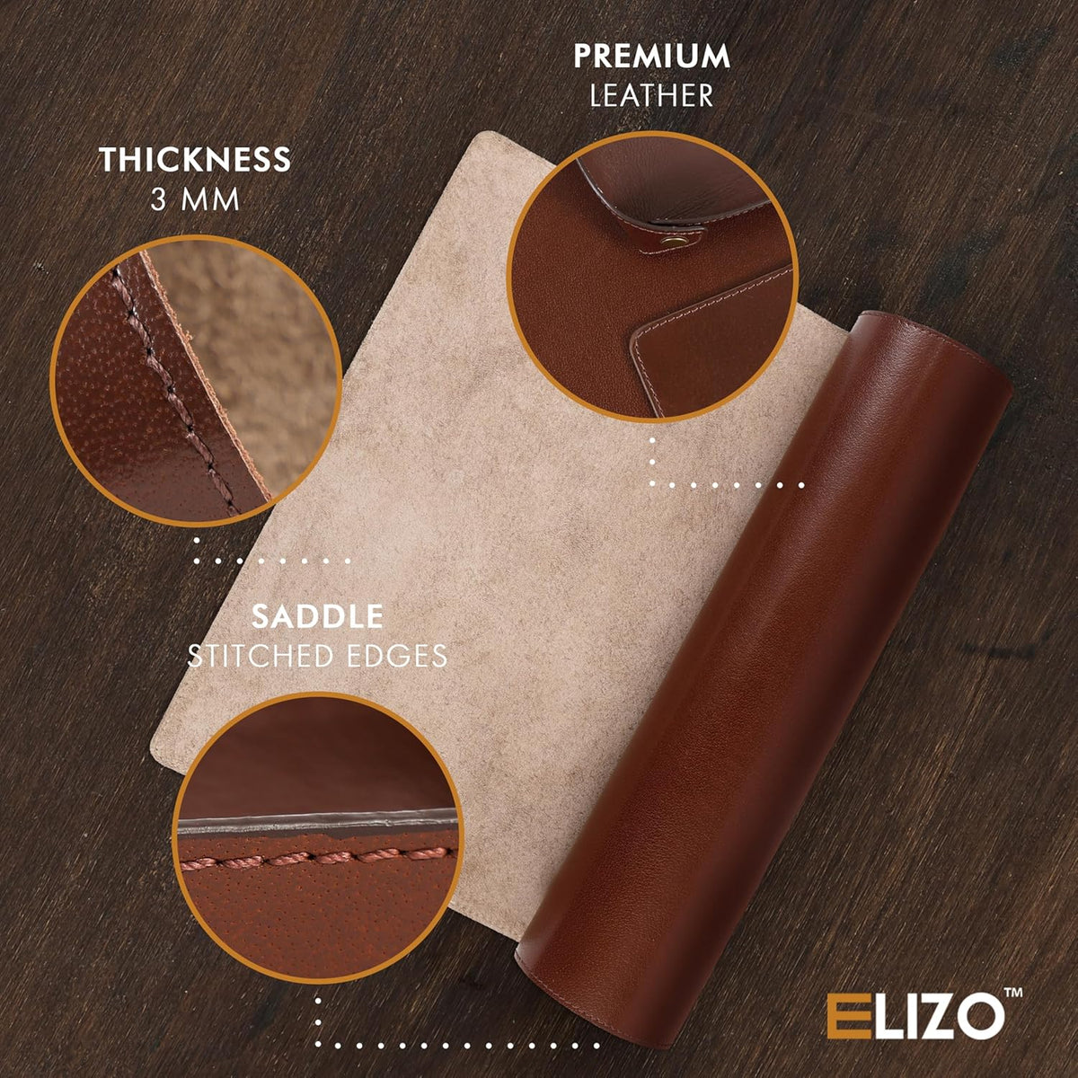 Leather Desk Pad Set Real Leather Desk Mat Thick (3mm) Double Layer (32x16) Cover Blotter Desk Protector Large Computer Mat for Keyboard Mouse Pad Table Laptop Mat Office Accessories Antique
