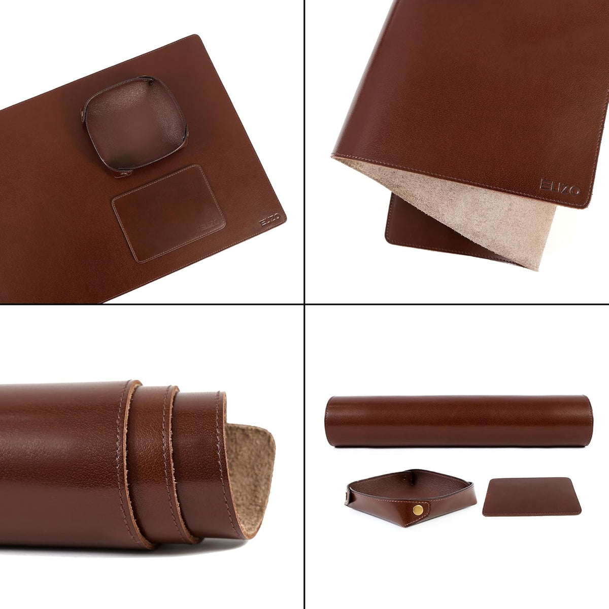Leather Desk Pad Set Real Leather Desk Mat Thick (3mm) Double Layer (32x16) Cover Blotter Desk Protector Large Computer Mat for Keyboard Mouse Pad Table Laptop Mat Office Accessories Antique