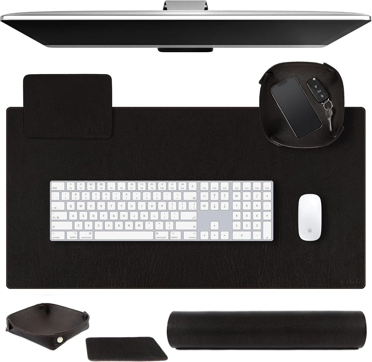 Leather Desk Pad Set Real Leather Desk Mat Thick (3mm) Double Layer (32x16) Cover Blotter Desk Protector Large Computer Mat for Keyboard Mouse Pad Table Laptop Mat Office Accessories Antique