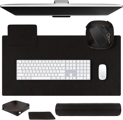 Leather Desk Pad Set Real Leather Desk Mat Thick (3mm) Double Layer (32x16) Cover Blotter Desk Protector Large Computer Mat for Keyboard Mouse Pad Table Laptop Mat Office Accessories Antique
