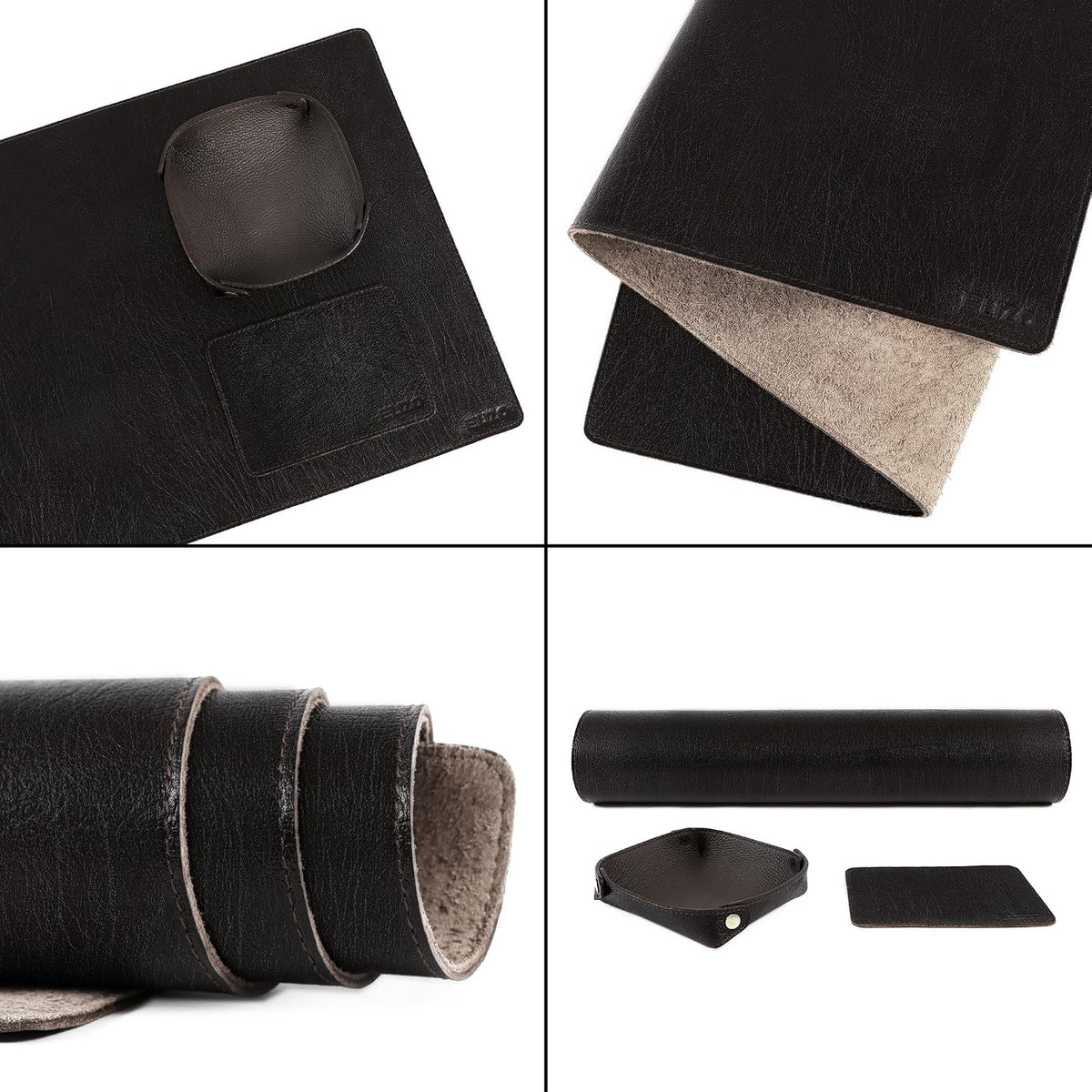 Leather Desk Pad Set Real Leather Desk Mat Thick (3mm) Double Layer (32x16) Cover Blotter Desk Protector Large Computer Mat for Keyboard Mouse Pad Table Laptop Mat Office Accessories Antique