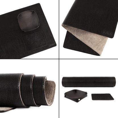 Leather Desk Pad Set Real Leather Desk Mat Thick (3mm) Double Layer (32x16) Cover Blotter Desk Protector Large Computer Mat for Keyboard Mouse Pad Table Laptop Mat Office Accessories Antique