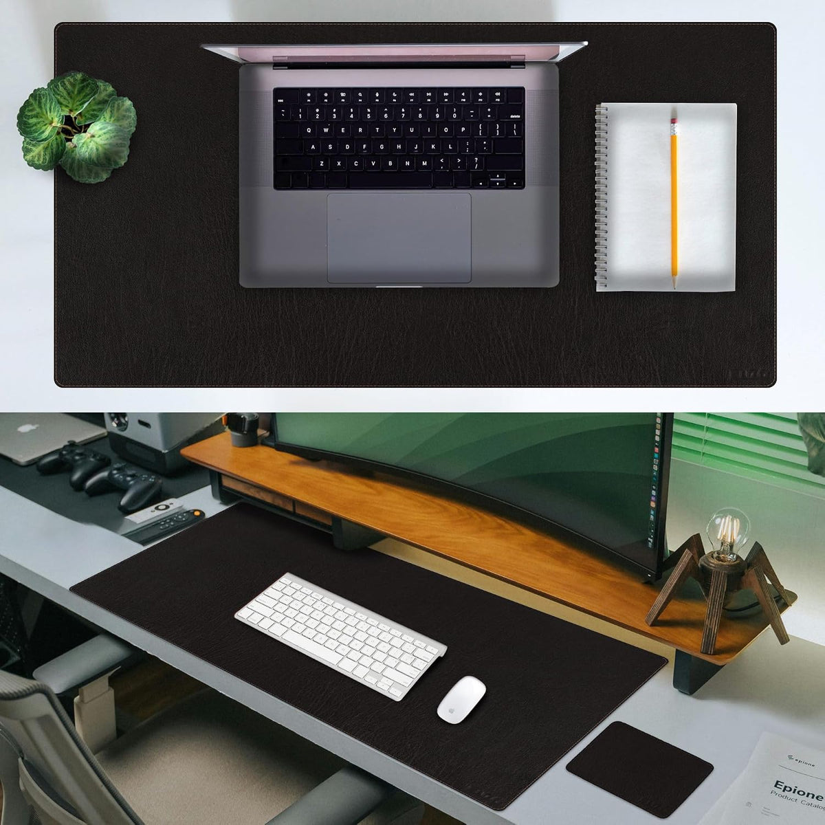 Leather Desk Pad Set Real Leather Desk Mat Thick (3mm) Double Layer (32x16) Cover Blotter Desk Protector Large Computer Mat for Keyboard Mouse Pad Table Laptop Mat Office Accessories Antique