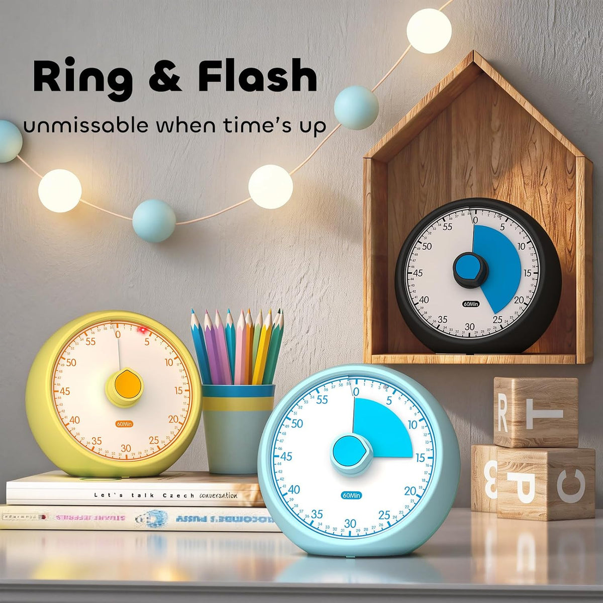 Visual Timer for Kids 60-Minute Countdown Timer with Optional Alarm, Focus Tool for ADHD & Autism, Time Management for Homework, Chores, Office, Kitchen, Teaching & Study Routines (Orange)