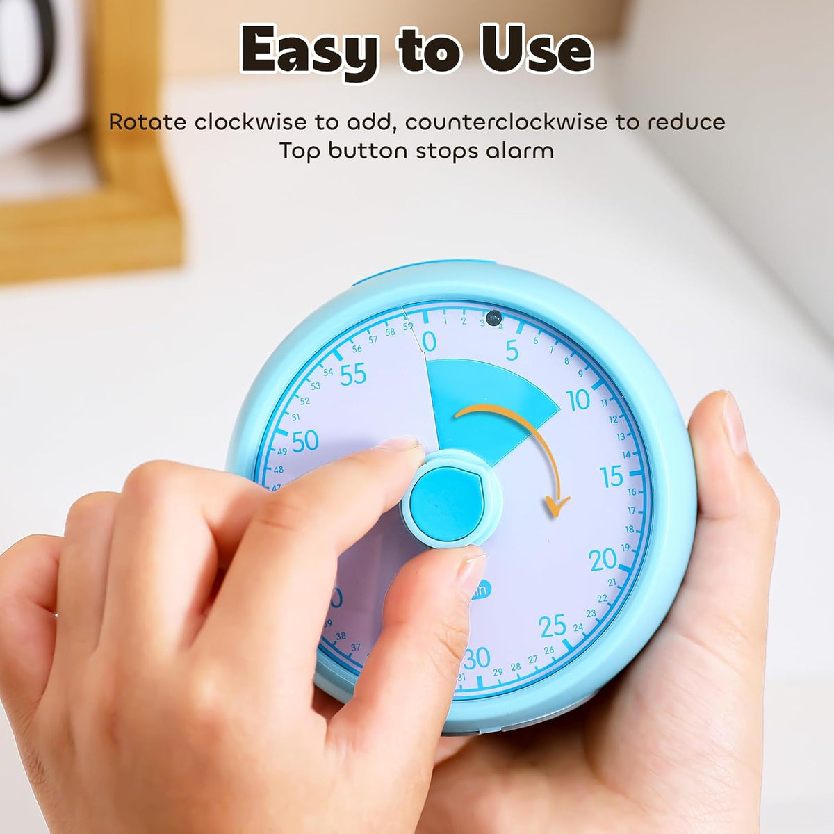 Visual Timer for Kids 60-Minute Countdown Timer with Optional Alarm, Focus Tool for ADHD & Autism, Time Management for Homework, Chores, Office, Kitchen, Teaching & Study Routines (Orange)