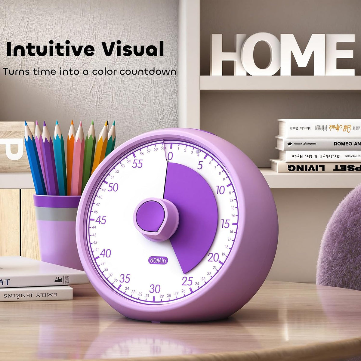 Visual Timer for Kids 60-Minute Countdown Timer with Optional Alarm, Focus Tool for ADHD & Autism, Time Management for Homework, Chores, Office, Kitchen, Teaching & Study Routines (Orange)