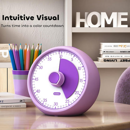 Visual Timer for Kids 60-Minute Countdown Timer with Optional Alarm, Focus Tool for ADHD & Autism, Time Management for Homework, Chores, Office, Kitchen, Teaching & Study Routines (Orange)
