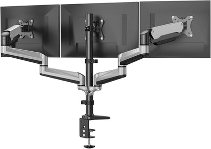 Triple Monitor Mount for 17 to 32 inch Screens, Adjustment Gaming Triple Monitor Stand with Swivel, Tilt, Rotation, Clamp & Grommet Kit