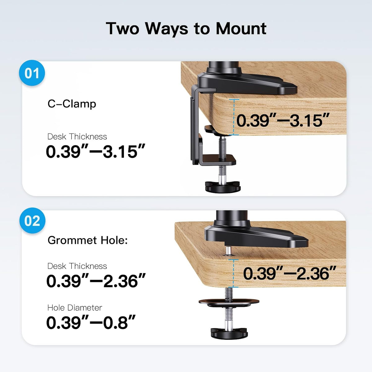 Triple Monitor Mount for 17 to 32 inch Screens, Adjustment Gaming Triple Monitor Stand with Swivel, Tilt, Rotation, Clamp & Grommet Kit