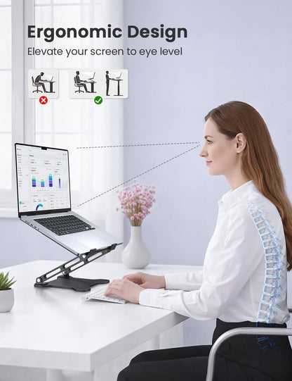 Adjustable Laptop Stand for Desk, Portable Airflow Laptop Riser Holder