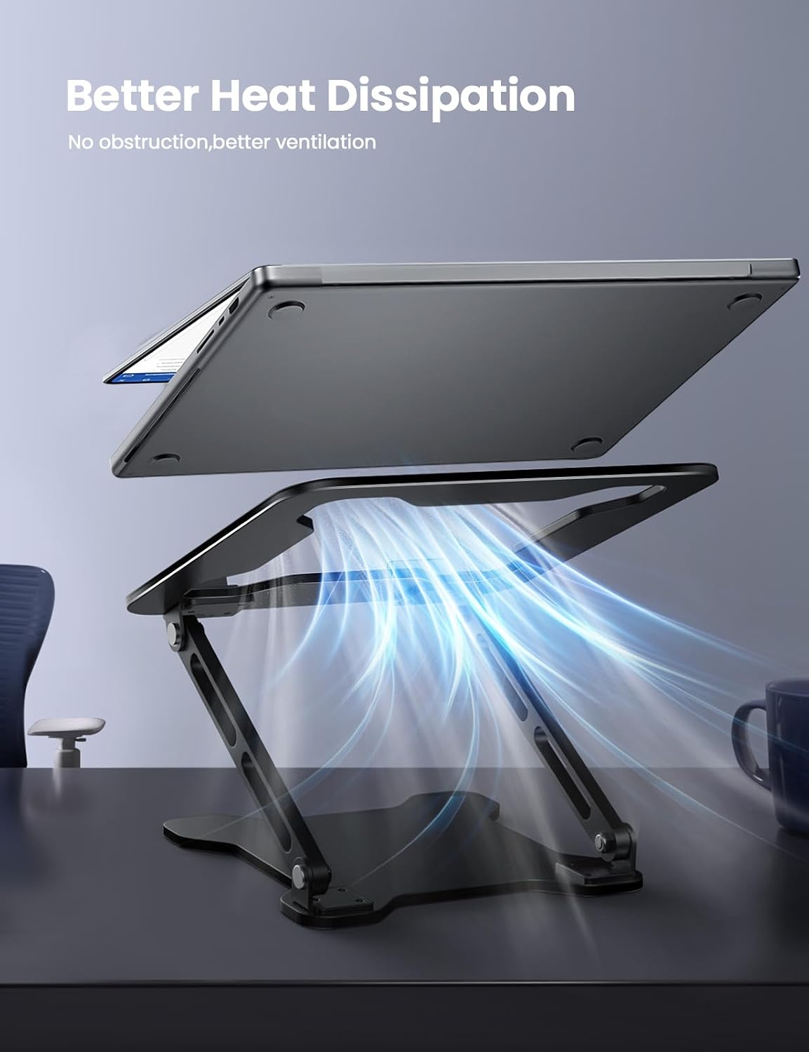 Adjustable Laptop Stand for Desk, Portable Airflow Laptop Riser Holder