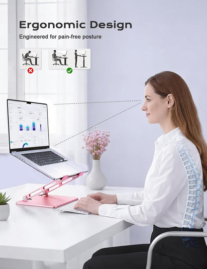 Adjustable Laptop Stand for Desk, Portable Airflow Laptop Riser Holder