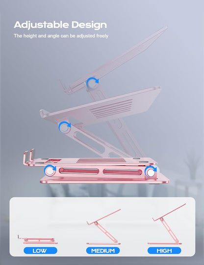 Adjustable Laptop Stand for Desk, Portable Airflow Laptop Riser Holder
