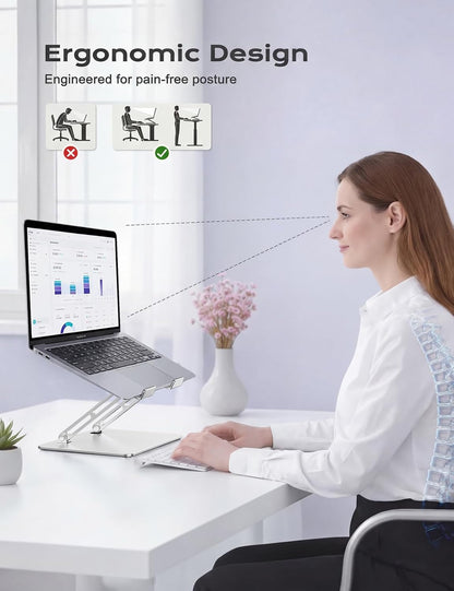Adjustable Laptop Stand for Desk, Portable Airflow Laptop Riser Holder
