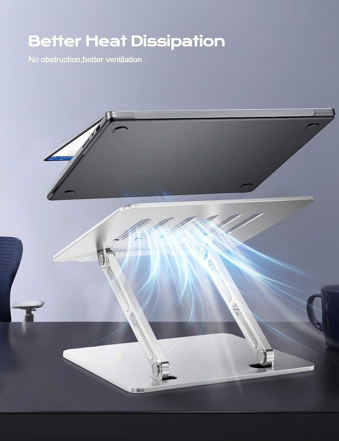 Adjustable Laptop Stand for Desk, Portable Airflow Laptop Riser Holder