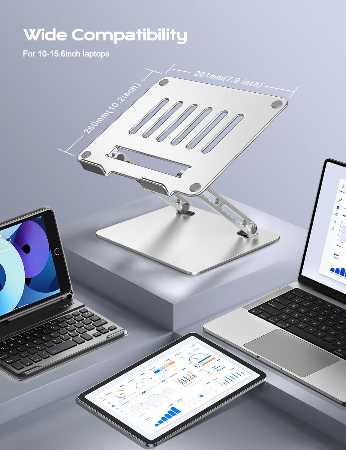 Adjustable Laptop Stand for Desk, Portable Airflow Laptop Riser Holder