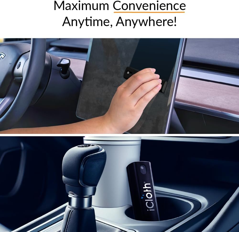 2-in-1 Screen Cleaner Spray with Built-in Microfiber Cloth for Laptops, Tablets, Phones, Car Screens, and Touchscreens, Streak-Free & Anti-Smudge, Large 0.68 fl oz (20ml) Bottle