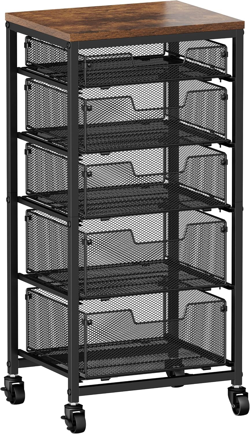 Rolling Cart with Drawers, 4-Drawer Storage Cart on Wheels with Wooden Top, Metal Utility Cart with Storage Drawers, Craft Storage Art Cart for Classroom, Office, Kitchen, Bedroom,Patent Pending