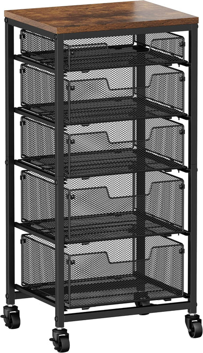 Rolling Cart with Drawers, 4-Drawer Storage Cart on Wheels with Wooden Top, Metal Utility Cart with Storage Drawers, Craft Storage Art Cart for Classroom, Office, Kitchen, Bedroom,Patent Pending
