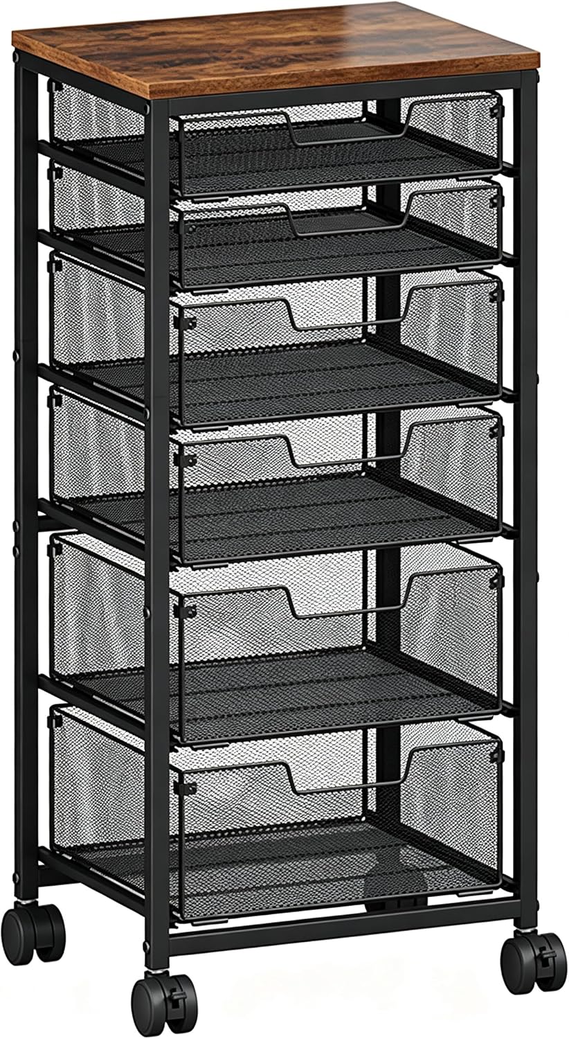 Rolling Cart with Drawers, 4-Drawer Storage Cart on Wheels with Wooden Top, Metal Utility Cart with Storage Drawers, Craft Storage Art Cart for Classroom, Office, Kitchen, Bedroom,Patent Pending