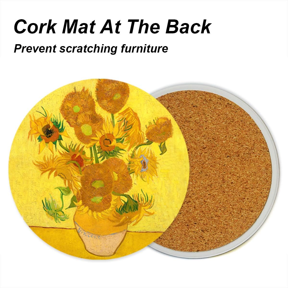 Coasters for Drinks Van Gogh Art Ceramic Coasters - Use 2 Famous Van Gogh Paintings, Unique Housewarming Gifts for New Home Decorative