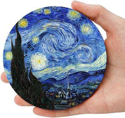 Coasters for Drinks Van Gogh Art Ceramic Coasters - Use 2 Famous Van Gogh Paintings, Unique Housewarming Gifts for New Home Decorative