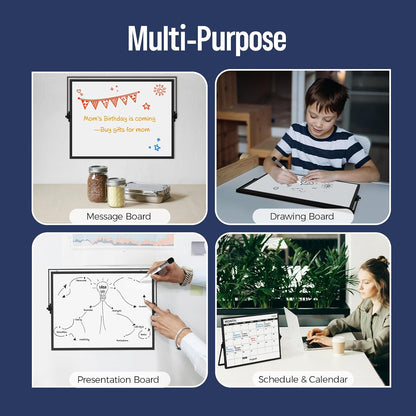 17" x 12" Dry Erase Calendar, Magnetic Desktop Whiteboard with Stand