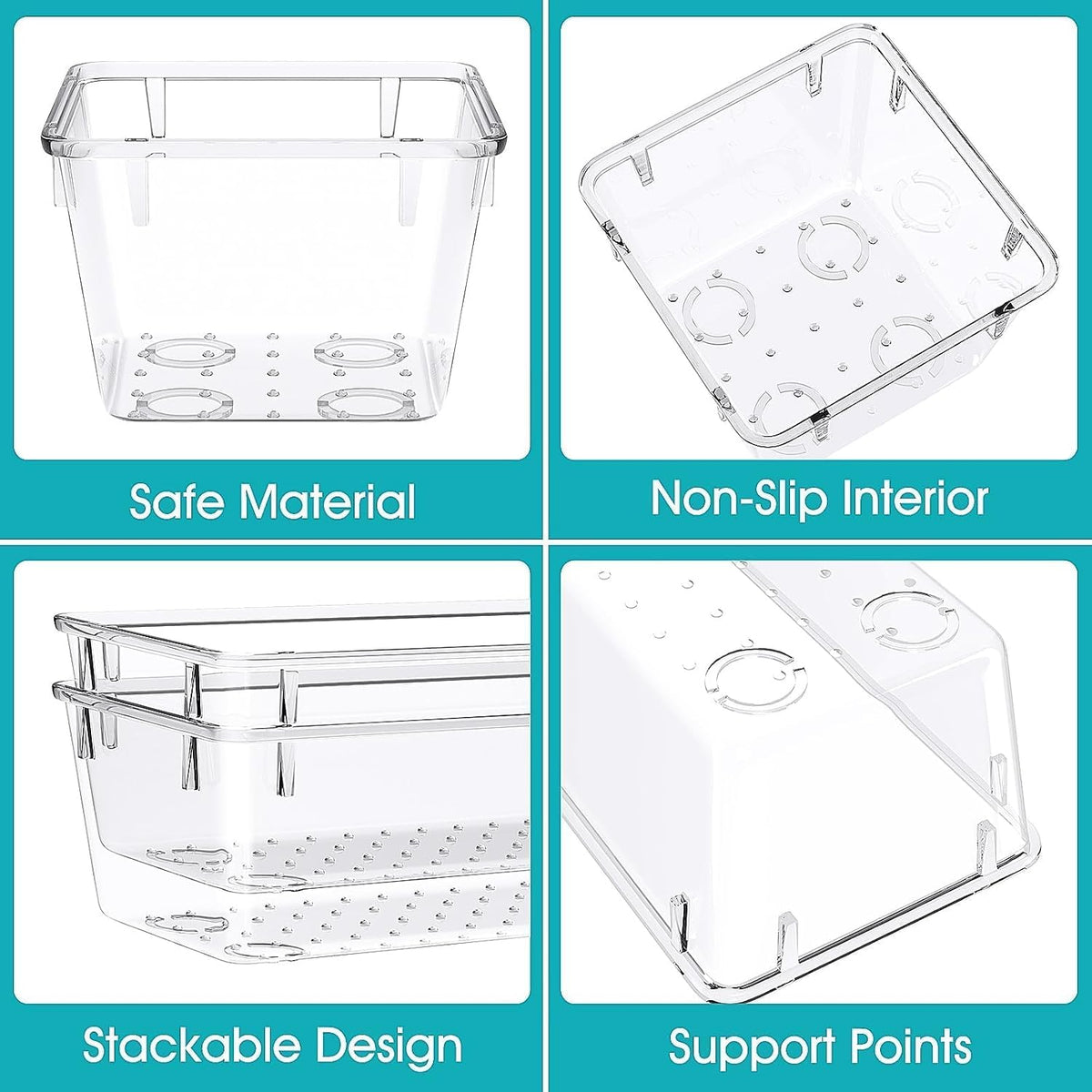 Clear Plastic Drawer Organizers Set, 4 Size Desk Drawer Organizer Trays for Makeup, Jewelry, Kitchen Utensils, Gadgets and Office Accessories