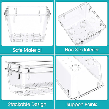Clear Plastic Drawer Organizers Set, 4 Size Desk Drawer Organizer Trays for Makeup, Jewelry, Kitchen Utensils, Gadgets and Office Accessories