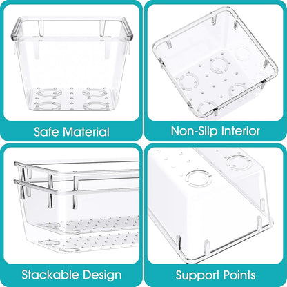 Clear Plastic Drawer Organizers Set, 4 Size Desk Drawer Organizer Trays for Makeup, Jewelry, Kitchen Utensils, Gadgets and Office Accessories