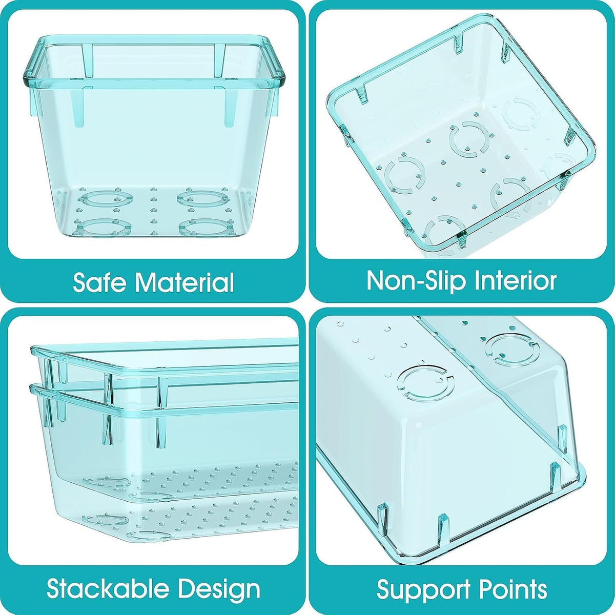 Clear Plastic Drawer Organizers Set, 4 Size Desk Drawer Organizer Trays for Makeup, Jewelry, Kitchen Utensils, Gadgets and Office Accessories