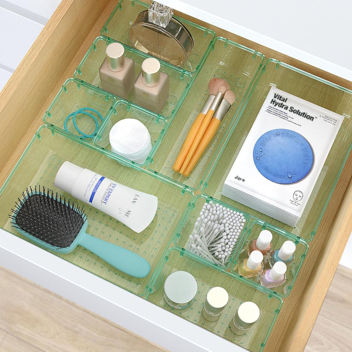 Clear Plastic Drawer Organizers Set, 4 Size Desk Drawer Organizer Trays for Makeup, Jewelry, Kitchen Utensils, Gadgets and Office Accessories