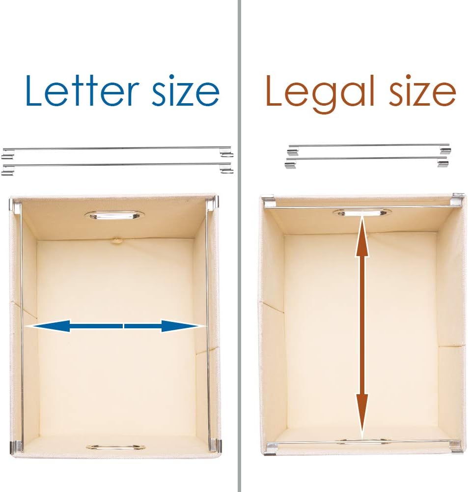 File Organizer Box - Set of 1 Collapsible Decorative Linen Filing Storage Hanging File Folders with Lids Office Cabinet Letter/Legal Size Grey (17x14x11.2 inch)