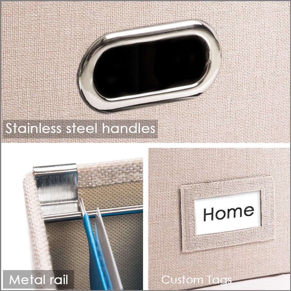 File Organizer Box - Set of 1 Collapsible Decorative Linen Filing Storage Hanging File Folders with Lids Office Cabinet Letter/Legal Size Grey (17x14x11.2 inch)