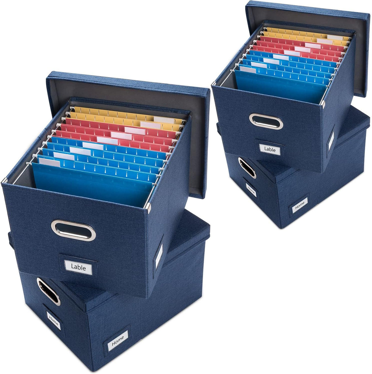 File Organizer Box - Set of 1 Collapsible Decorative Linen Filing Storage Hanging File Folders with Lids Office Cabinet Letter/Legal Size Grey (17x14x11.2 inch)