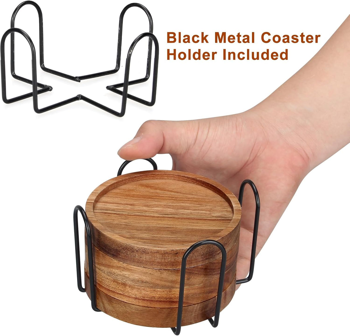 Wooden Coaster Set of 6 Coffee Table Decor Bar Cup Drink Coasters Holder