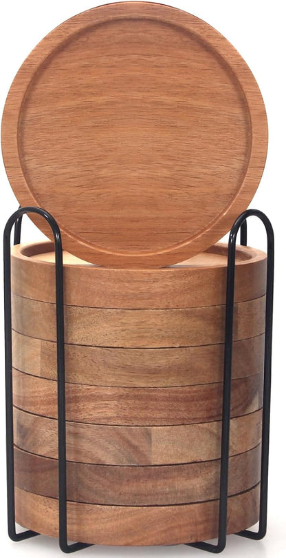 Wooden Coaster Set of 6 Coffee Table Decor Bar Cup Drink Coasters Holder