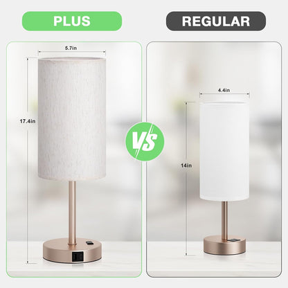 Dicoool Bedside Table Lamp for Bedroom - 3-Way Dimmable Touch Lamp, USB A+C