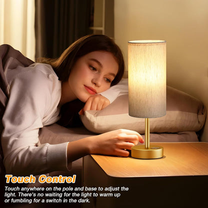 Dicoool Bedside Table Lamp for Bedroom - 3-Way Dimmable Touch Lamp, USB A+C