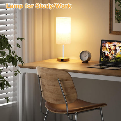 Dicoool Bedside Table Lamp for Bedroom - 3-Way Dimmable Touch Lamp, USB A+C