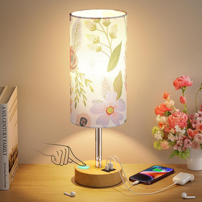 Dicoool Bedside Table Lamp for Bedroom - 3-Way Dimmable Touch Lamp, USB A+C