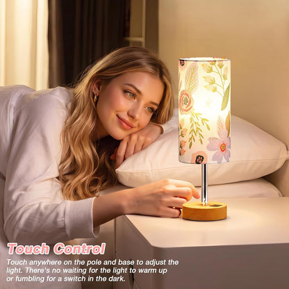 Dicoool Bedside Table Lamp for Bedroom - 3-Way Dimmable Touch Lamp, USB A+C