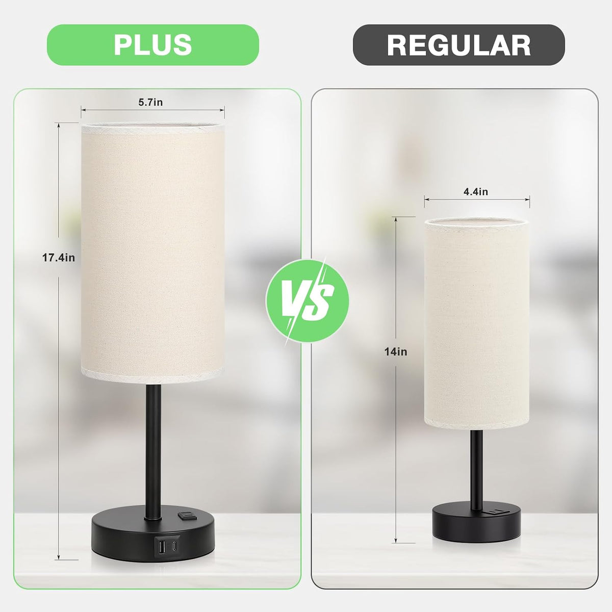 Dicoool Bedside Table Lamp for Bedroom - 3-Way Dimmable Touch Lamp, USB A+C