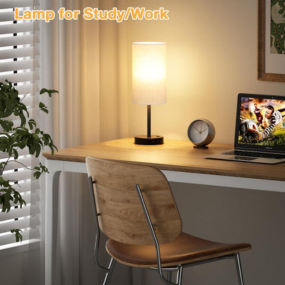 Dicoool Bedside Table Lamp for Bedroom - 3-Way Dimmable Touch Lamp, USB A+C