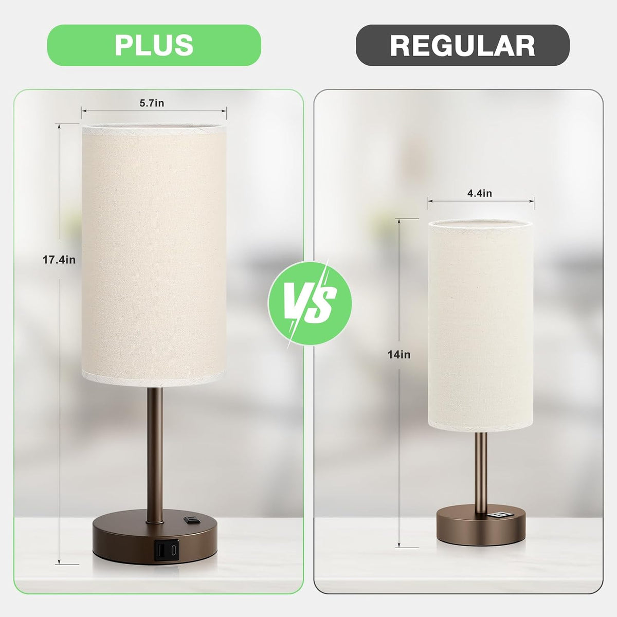 Dicoool Bedside Table Lamp for Bedroom - 3-Way Dimmable Touch Lamp, USB A+C