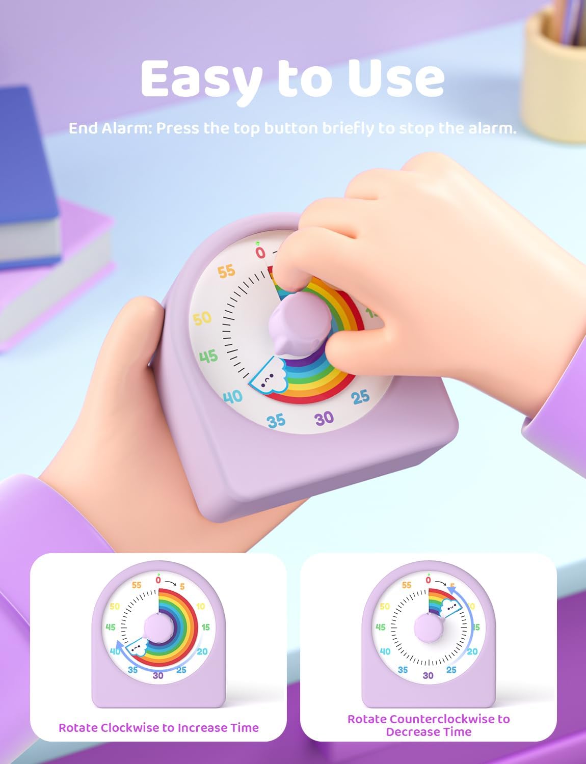 LIORQUE Visual Timer for Kids with Pause Function and Protective Case