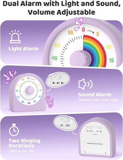 LIORQUE Visual Timer for Kids with Pause Function and Protective Case